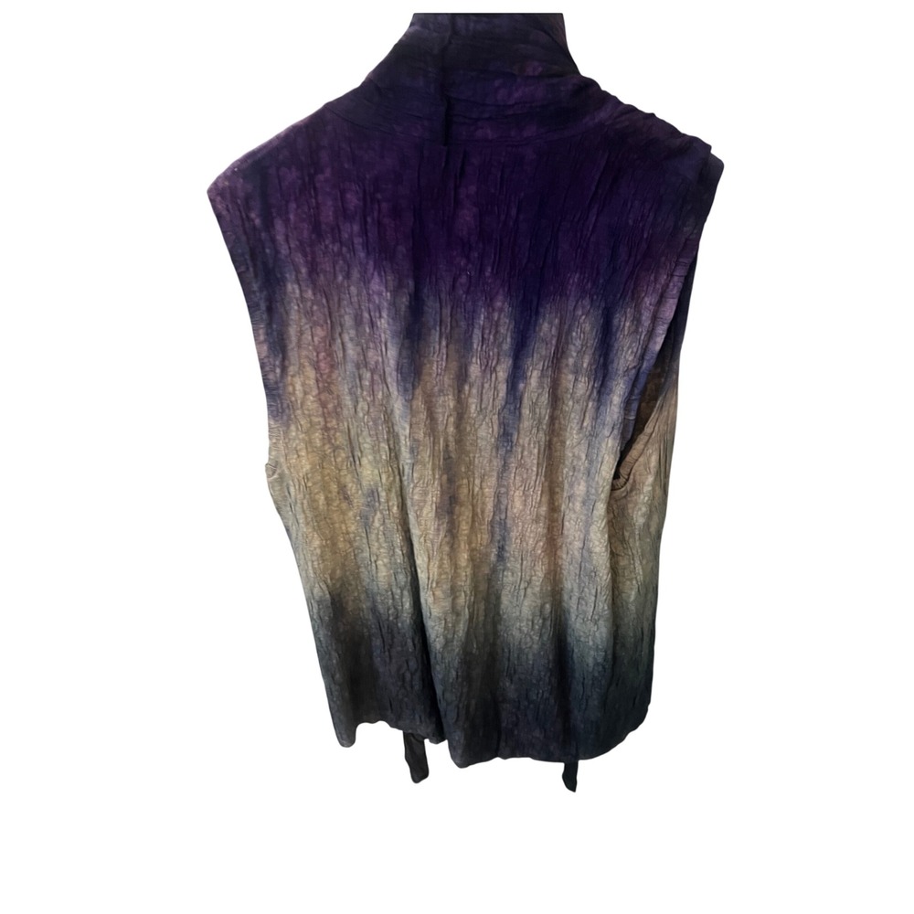 Purple Ombre Lagen Look Vest Artsy Crinkle Open Front Minimalist Hippie 1X - Picture 4 of 6
